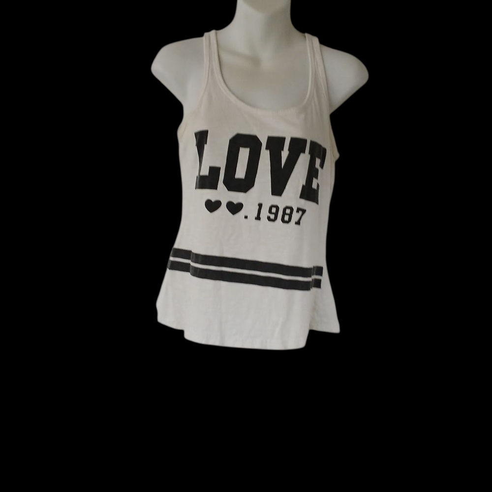 On Fire White and Black Love Tank Top